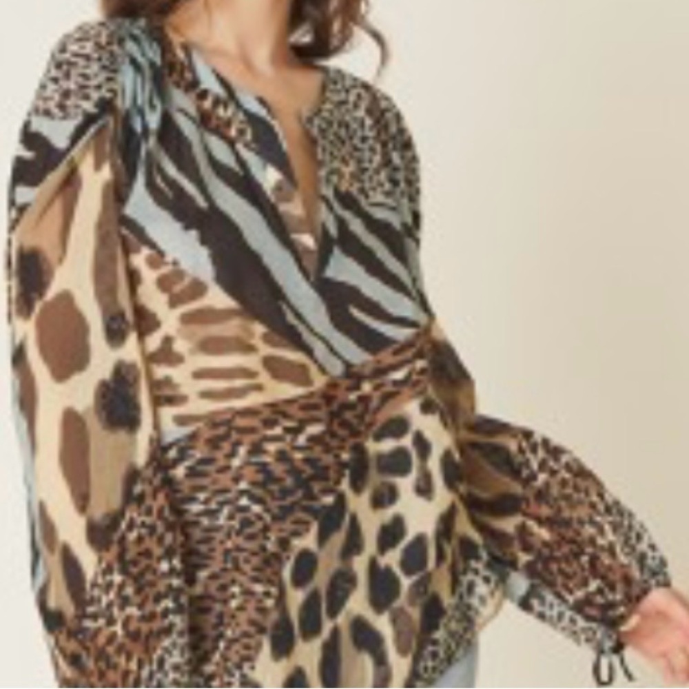 Animal Print Hiroko Sheer  Blouse